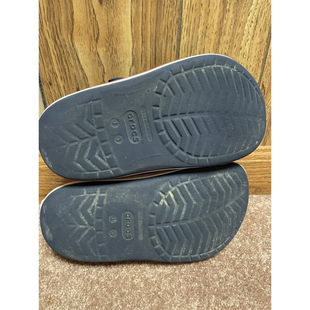 Crocs Classic Clog Shoe Kids Juniors 3 Navy Blue Red Strip Slip On R2D2 Charm